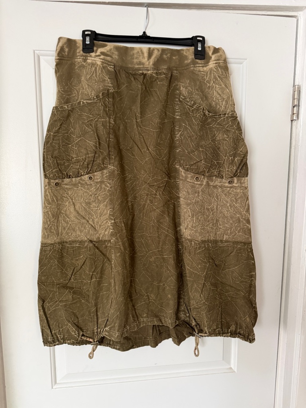XCVI Olive Cargo-Style Midi Skirt with Drawstring Hem